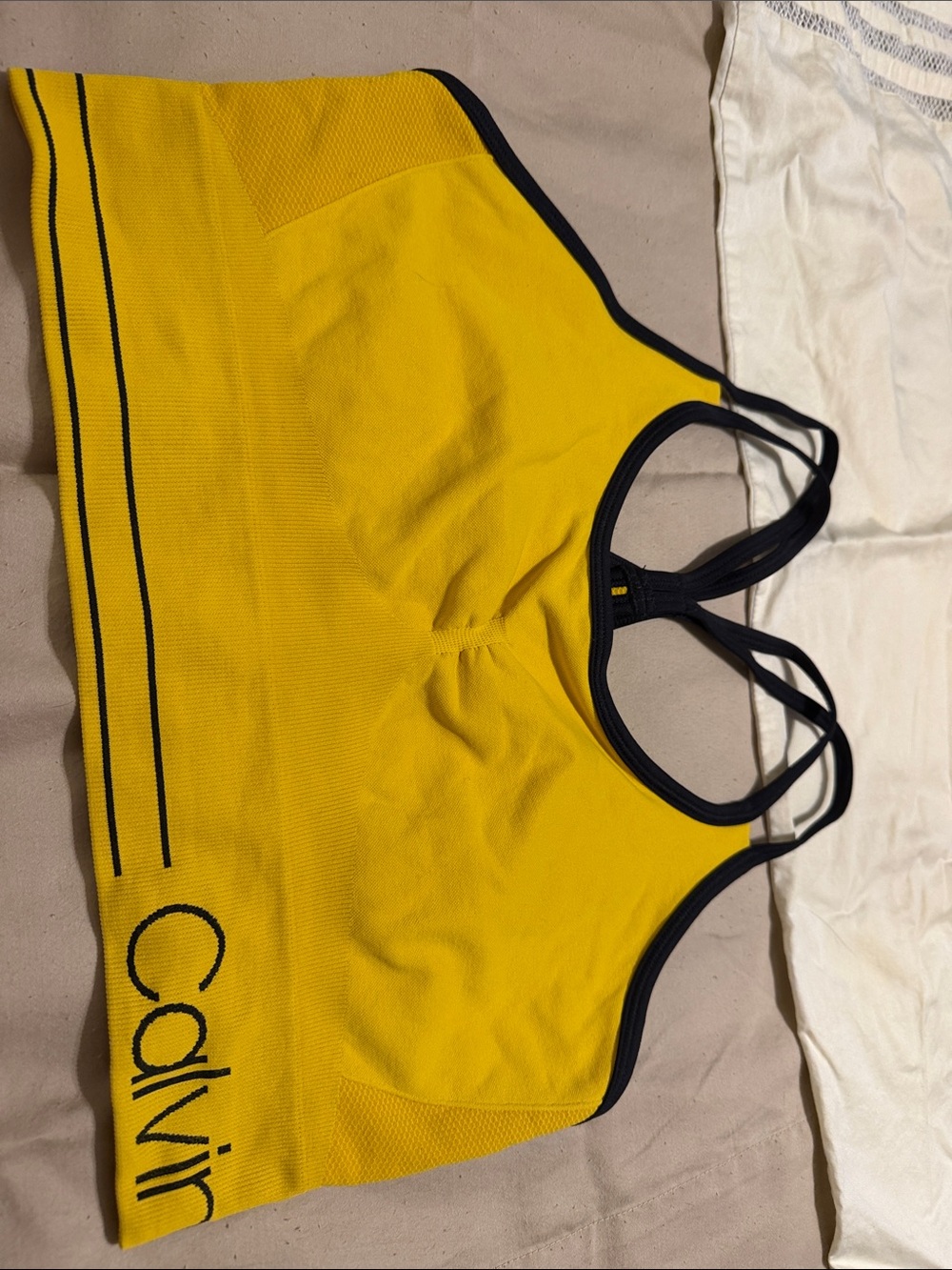Calvin Klein Yellow Sports Bra with Black Trim